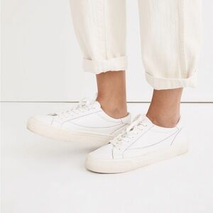 Madewell Sidewalk Low-Top Sneakers // Leather // Pale Parchment // Size 8
